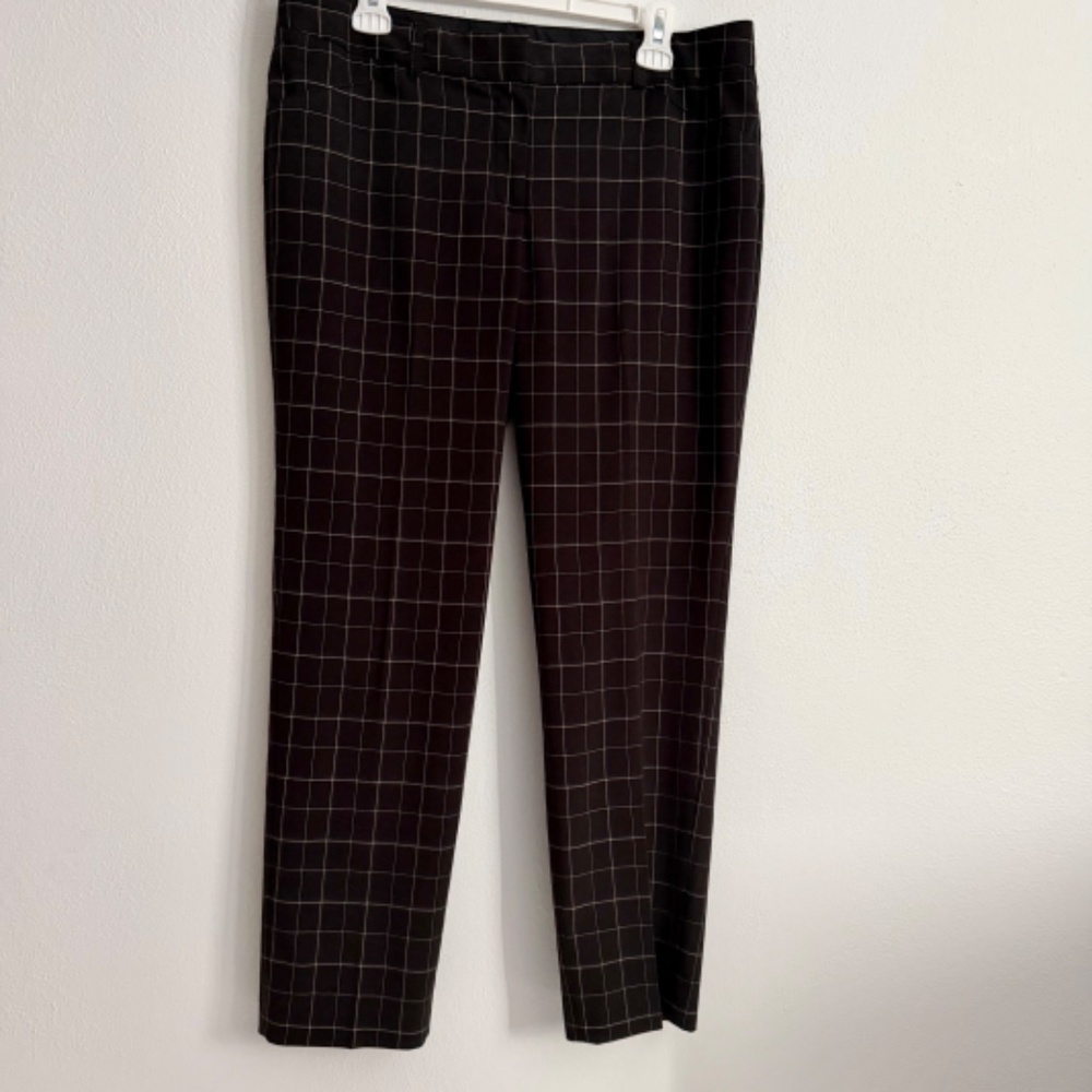 Zac & Rachel Straight Leg‎ Back Welt Pockets Career Plaid Black White Size 12